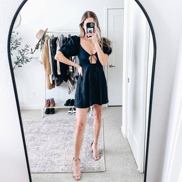 Capulet Bernie Black Linen‎ Puff Sleeve Mini Dress - Picture 13 of 13